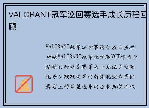 VALORANT冠军巡回赛选手成长历程回顾